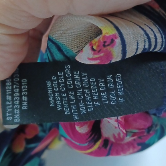 By & By dress size large navy floral halter style spaghetti strap lining jr sz M - Picture 8 of 8